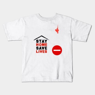 Stay Home Save Lives with KlubNocny logo Kids T-Shirt